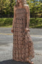 Botanical Print Shirred Bodice Tiered Flowy A-Line Maxi Dress